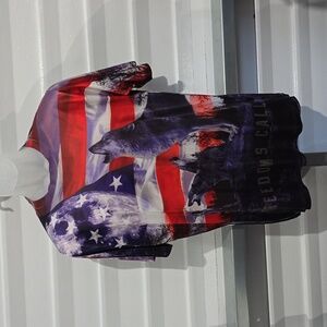 Get A Life Patriotic Wolf Freedom's Call Design T-shirt‎ Size Large
